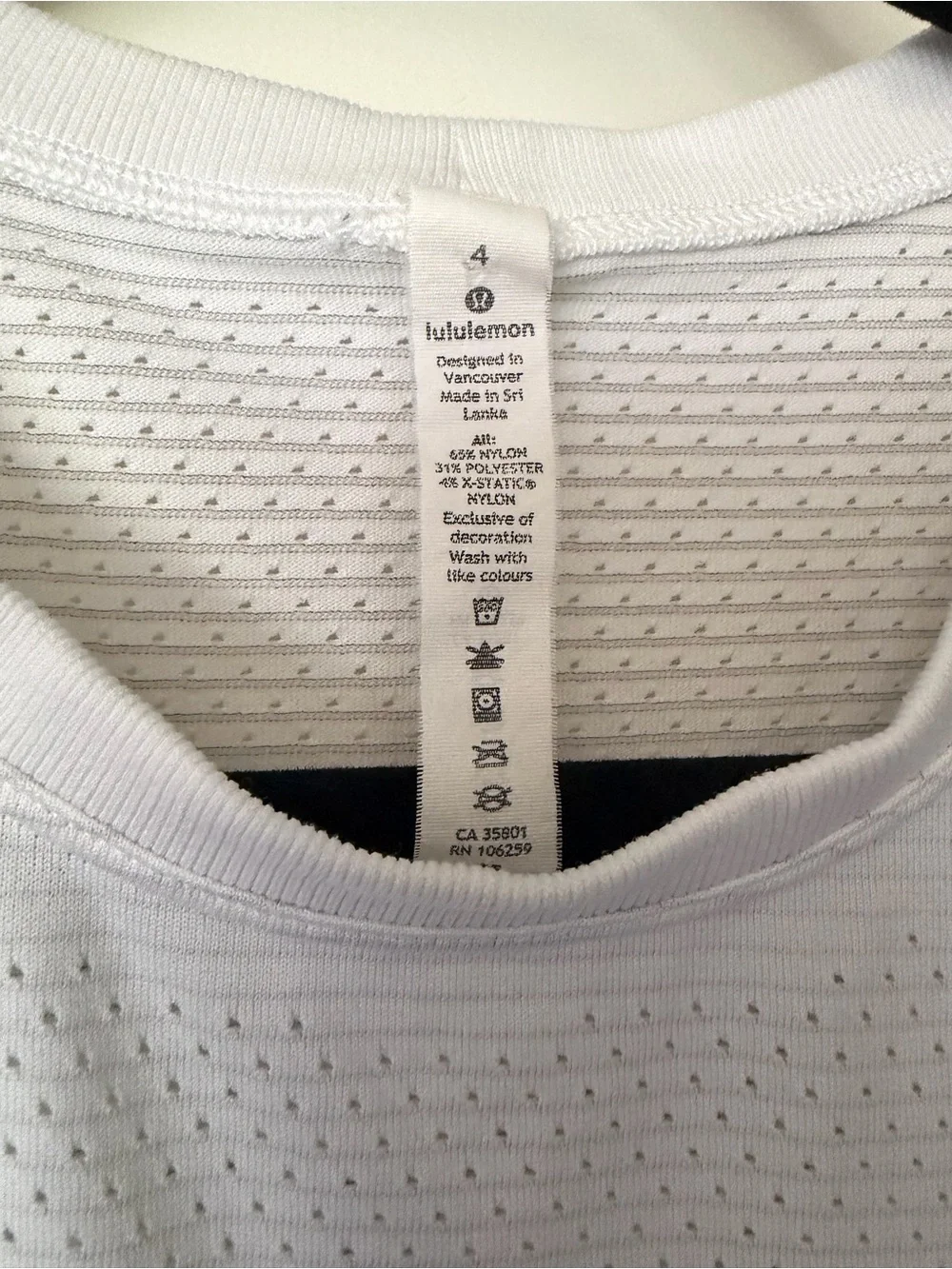 lululemon White Perforated Crew Neck Training crop top
